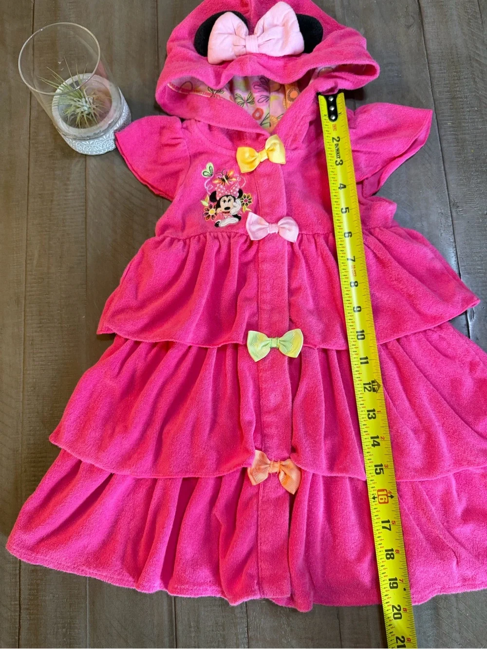 Disney Minnie Mouse Pink Hooded Tiered Swim Towel with Bows